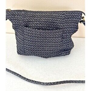 VTG Relic By Fossil Black Woven Crossbody Bag Braided Strap Zip w/ Coin Purse
